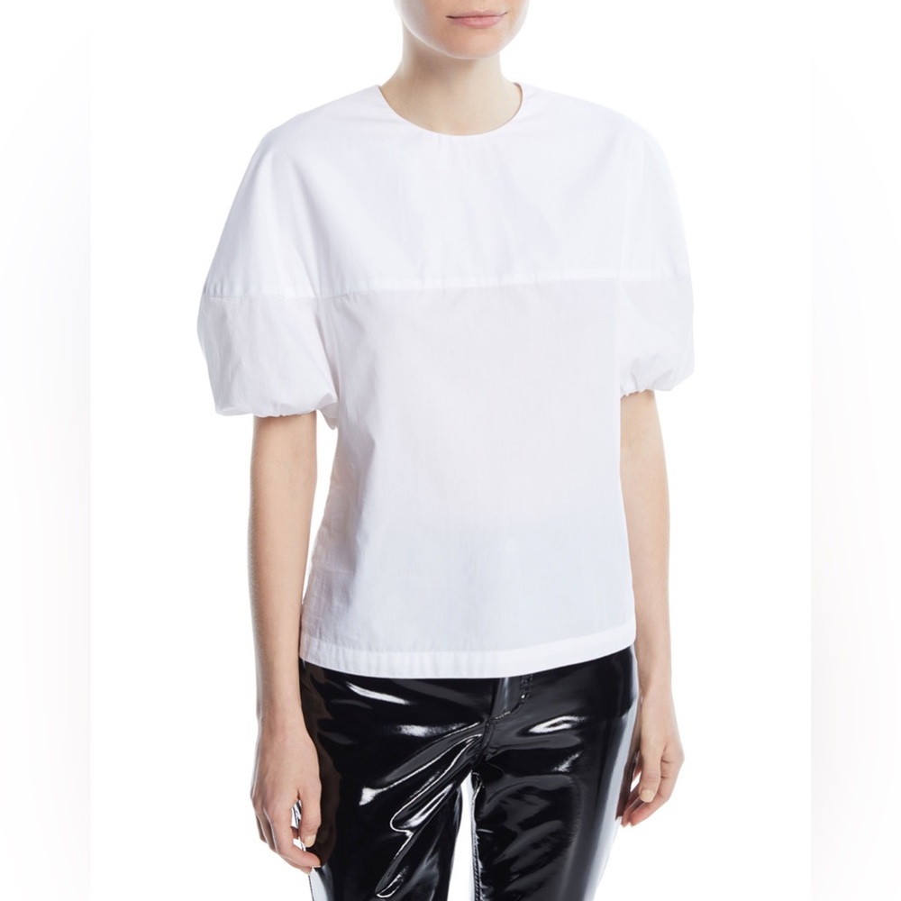 Rosetta Getty
Crewneck Balloon-Sleeve Cotton Poplin Top